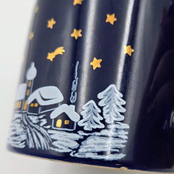 Vintage Waechtersbach Blue Gold Winter Dreams Christmas Holiday Mug Cup Set Of 2 - Picture 8 of 16